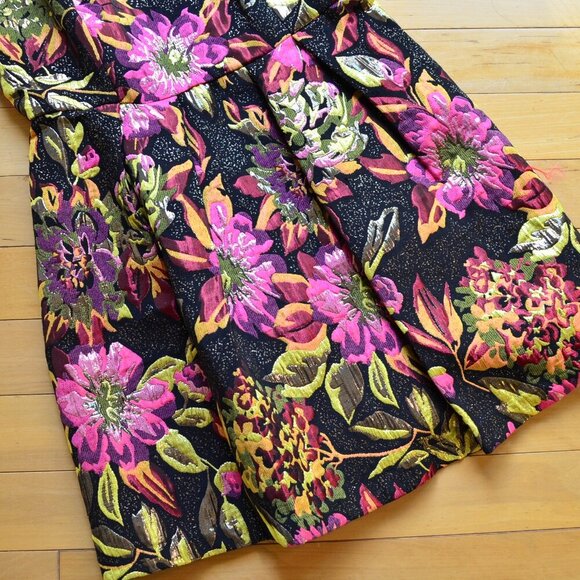 Gianni Bini Dress Womens Small Black Pink Floral Jaquard Metallic Size L NWT - Picture 4 of 13
